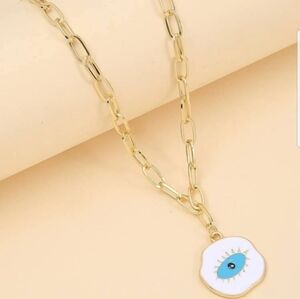 𝅺new Eye 🧿 pendant with gold colored necklace Worn for Good Luck 🍀